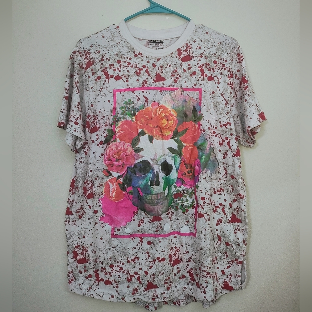 Encrypted Day Of The Dead Paint Splatter T-shirt M